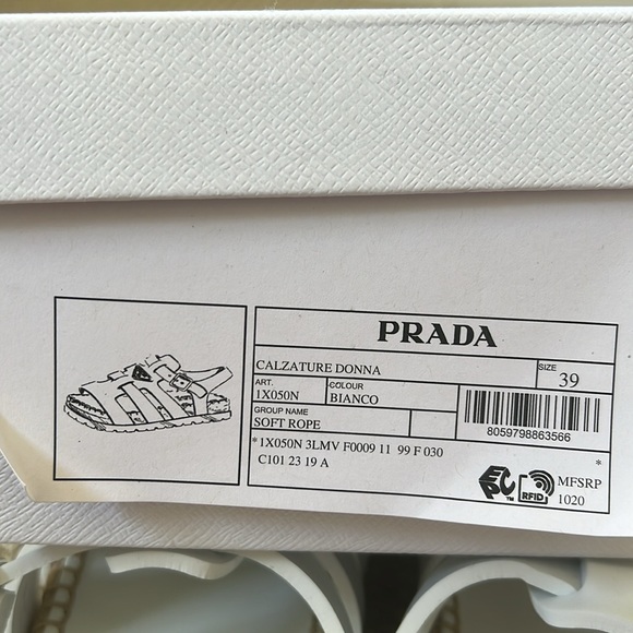 Prada white espadrille rubber cage white sandals. Brand new. Never worn. Size 39 - Picture 7 of 7